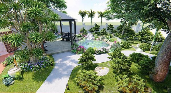 không gian xanh cho biệt thự khu đô thị