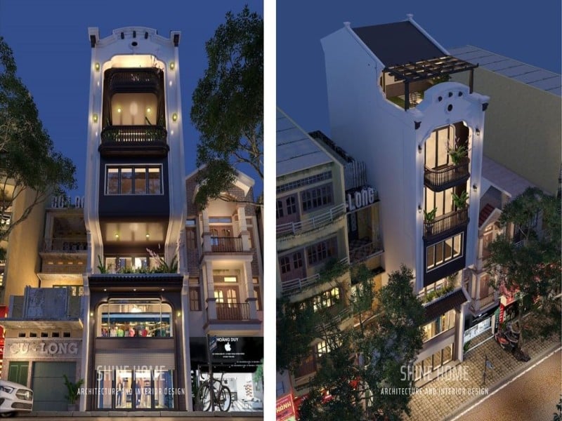thiết kế nhà phố cao tầng