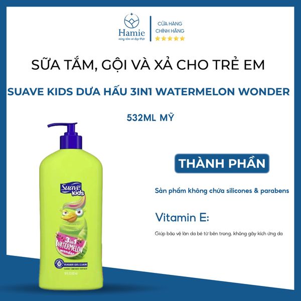 Thành phần sản phẩm Sữa Tắm, Gội, Xả Trẻ Em Suave Kids