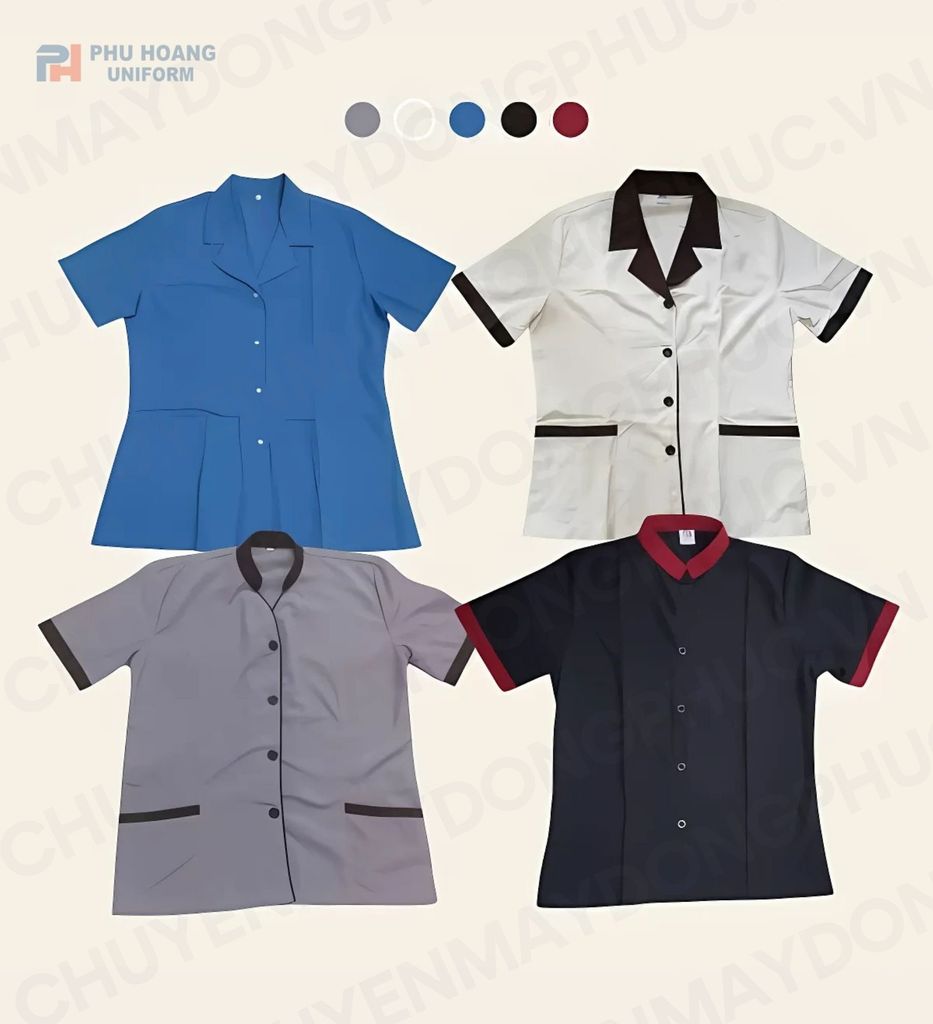ĐỒNG PHỤC TẠP VỤ VIỀN NÂU MAY SẴN