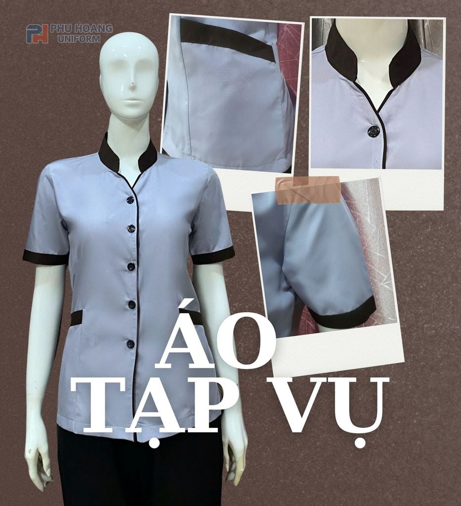 ĐỒNG PHỤC TẠP VỤ VIỀN NÂU MAY SẴN