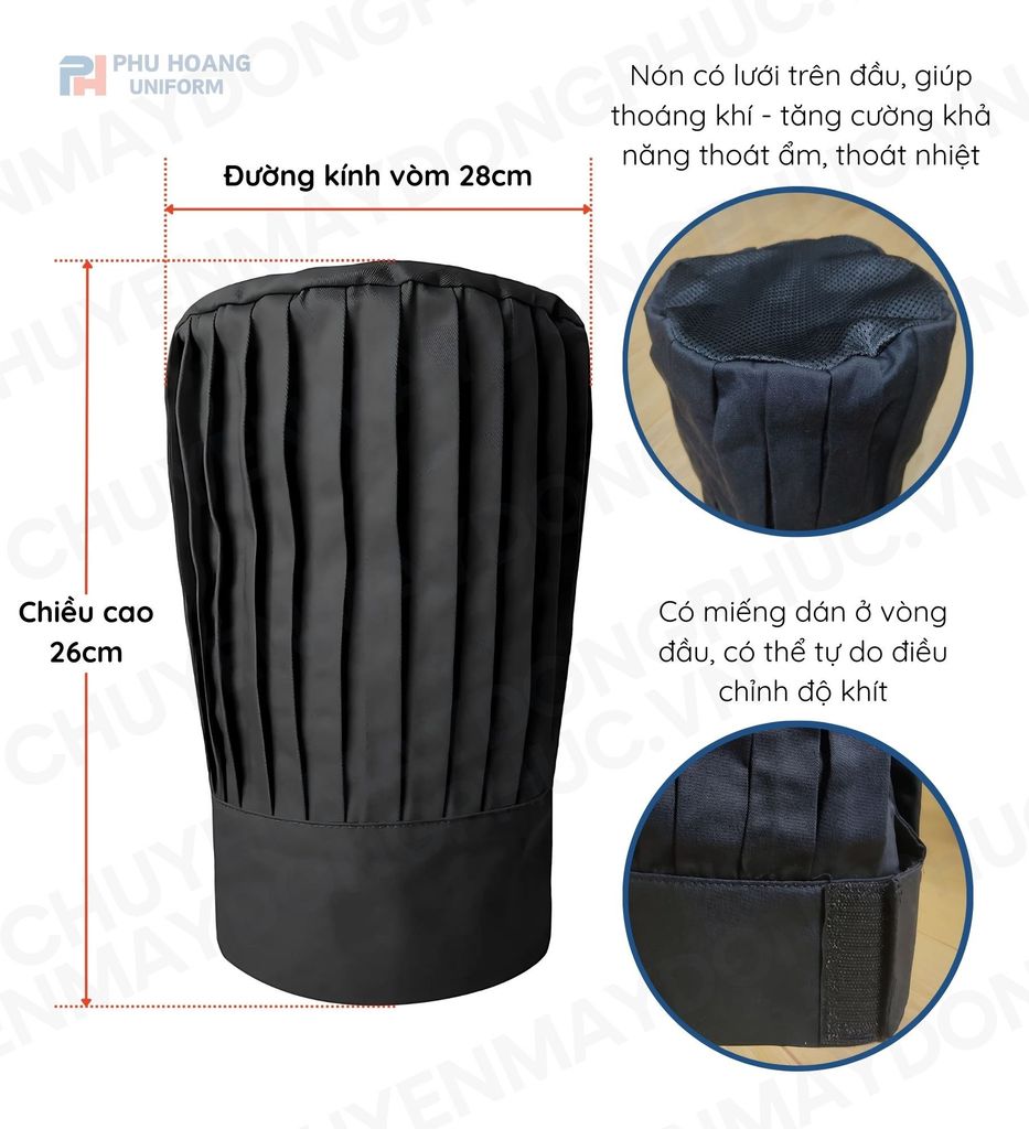 NÓN BẾP MÀU ĐEN MAY SẴN 022