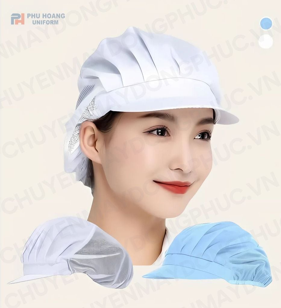 NÓN THỦY SẢN MÀU TRẮNG MAY SẴN 008