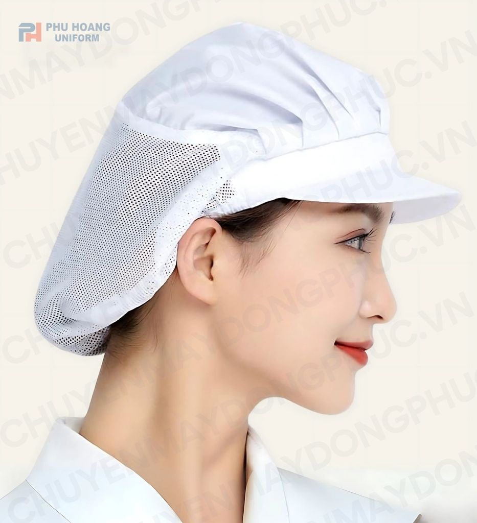 NÓN THỦY SẢN MÀU TRẮNG MAY SẴN 008