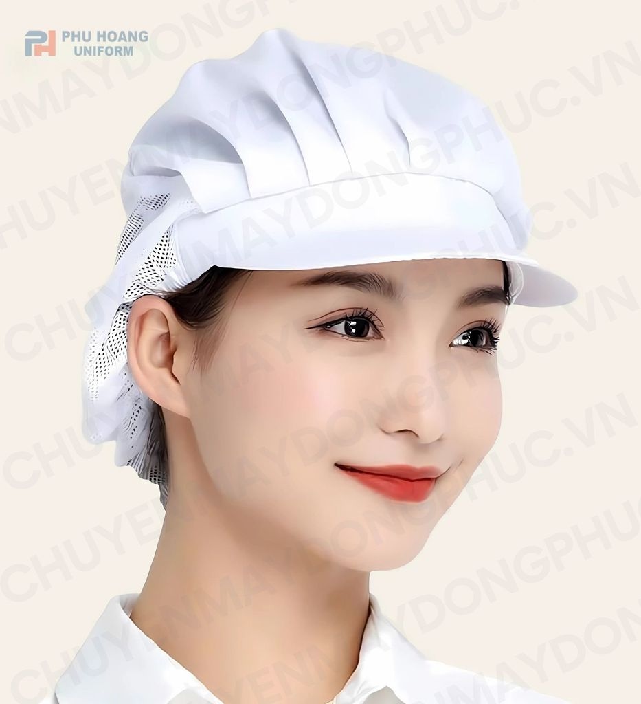 NÓN THỦY SẢN MÀU TRẮNG MAY SẴN 008