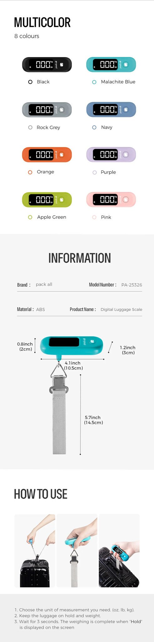 Cân hành lý LugScale PackAll góc 5