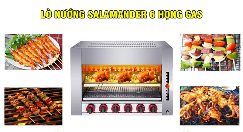 lò nướng salamander 6 họng gas