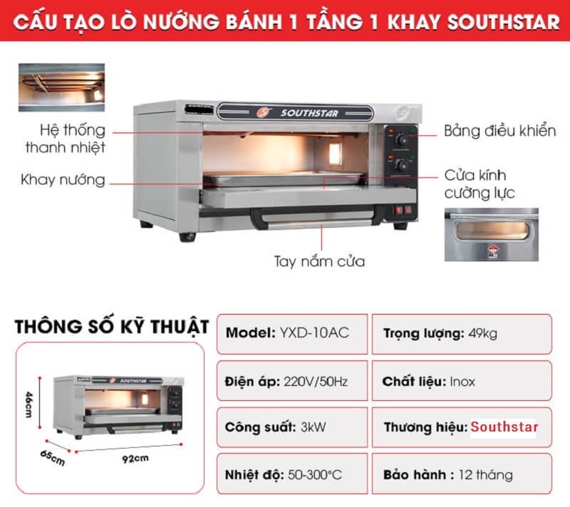 lò nướng southstar 1 tầng 1 khay