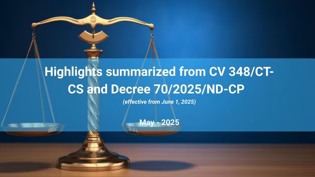 Summary of highlights - CV 348/CT-CS and Decree 70/2025/NĐ-CP