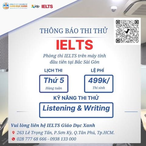 THÔNG BÁO: ĐĂNG KÝ THI THỬ IELTS TRÊN MÁY TÍNH TẠI GIÁO DỤC XANH – CƠ HỘI CHINH PHỤC IELTS NHƯ THẬT