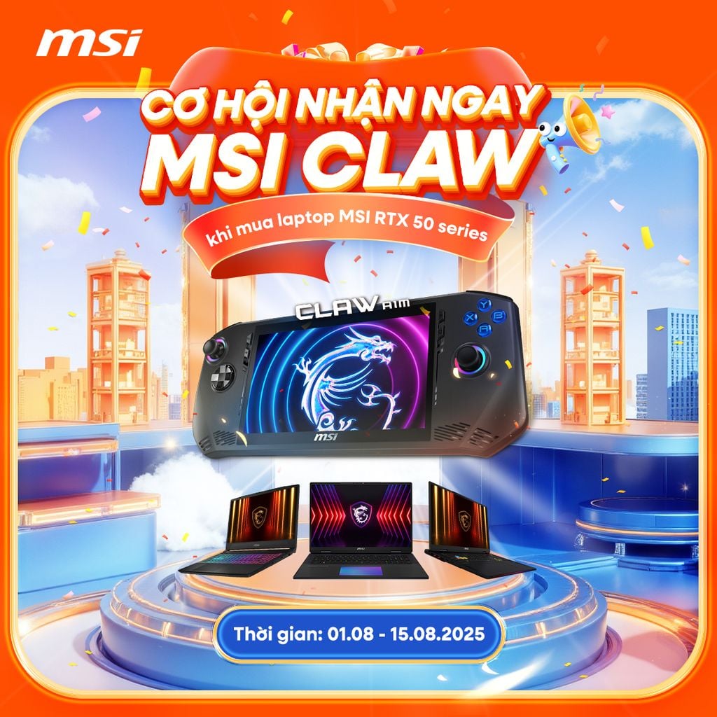 Chương trình bốc thăm trúng thưởng MSI Claw A1M khi mua laptop MSI RTX 50 series