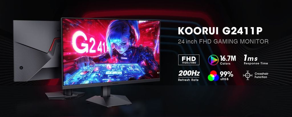 Xgear Màn hình KOORUI G2411P 23.8 inch FHD 200Hz IPS viền mỏng