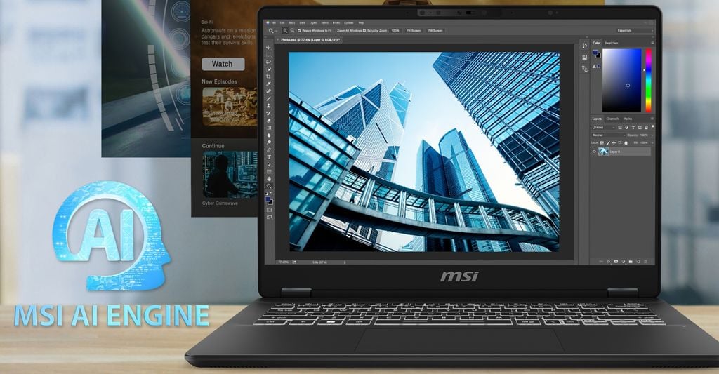 Laptop MSI Prestige 14 AI Studio C1UDXG 058VN cho sinh viên thiết kế đồ họa