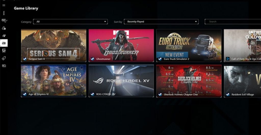 Quản lý thư viện game và profile cấu hình bằng Armoury Crate