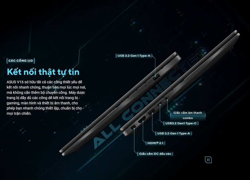 Cổng kết nối Laptop Gaming ASUS AI V16 K3607VJ-RP106W