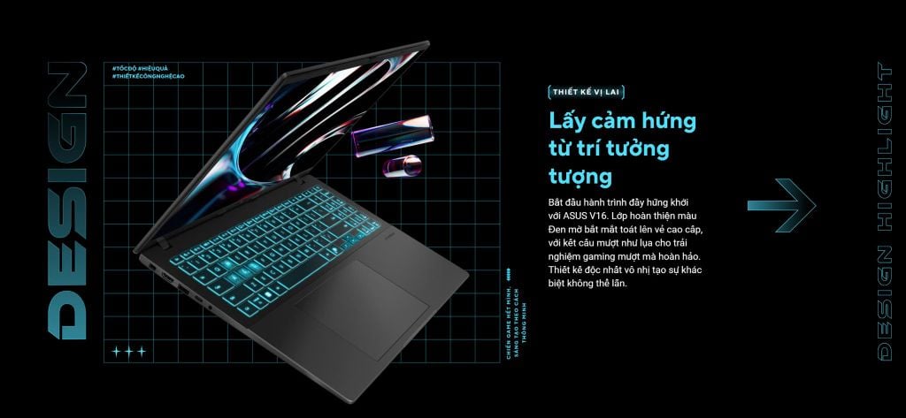 Thiết kế Laptop Gaming ASUS AI V16 K3607VJ-RP106W