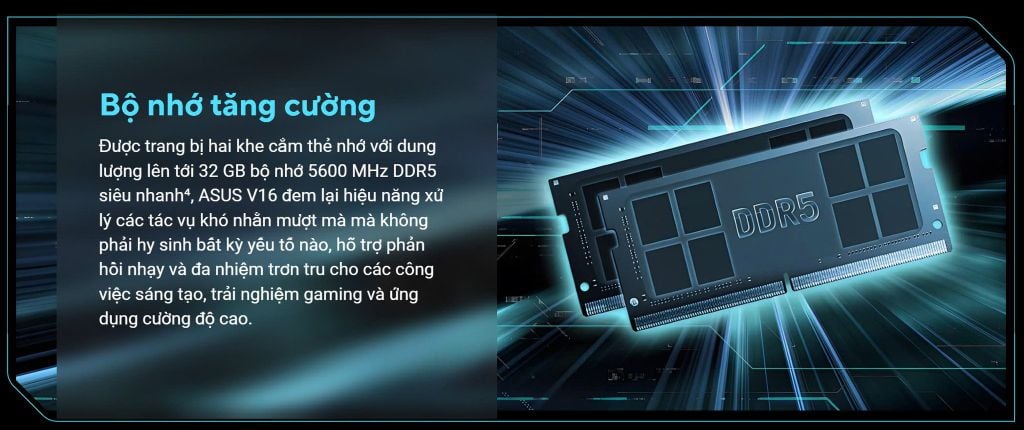 Bộ nhớ ram ssd Laptop Gaming ASUS AI V16 K3607VJ-RP106W