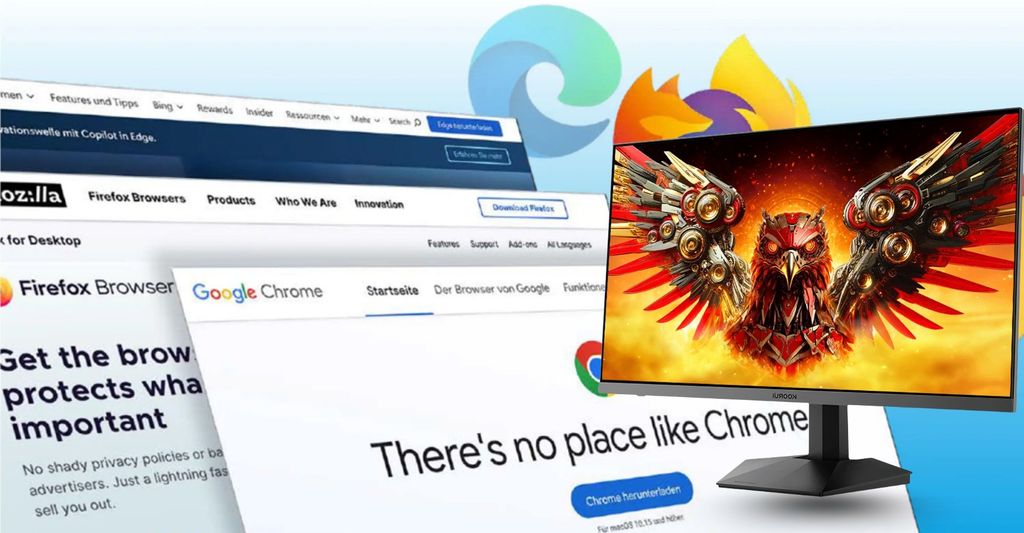 Màn hình KOORUI E2711F mở được nhiều tab hữu ích cho công việc văn phòng