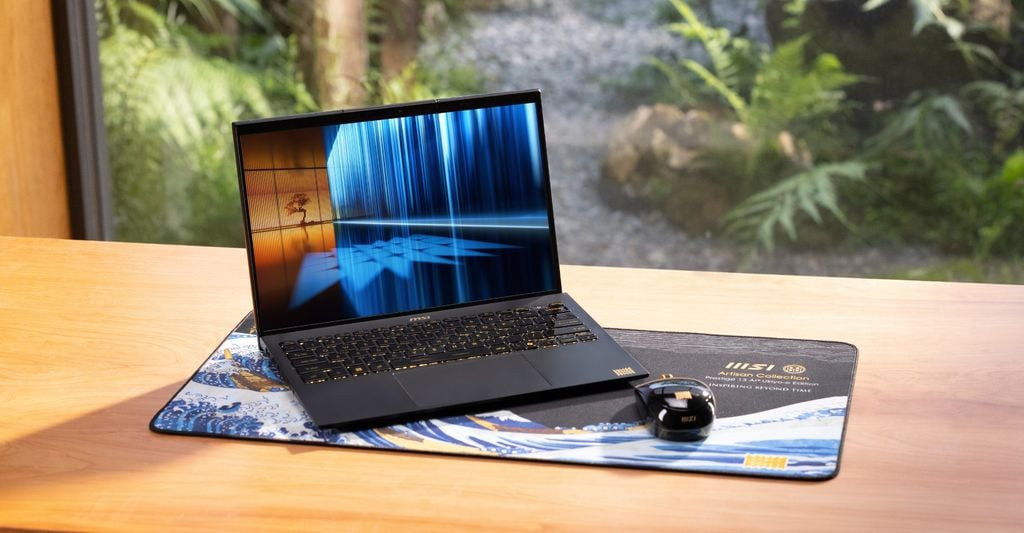 laptop MSI Prestige 13 AI+ Ukiyo-e Edition có màn hình oled tương phản màu vô cực