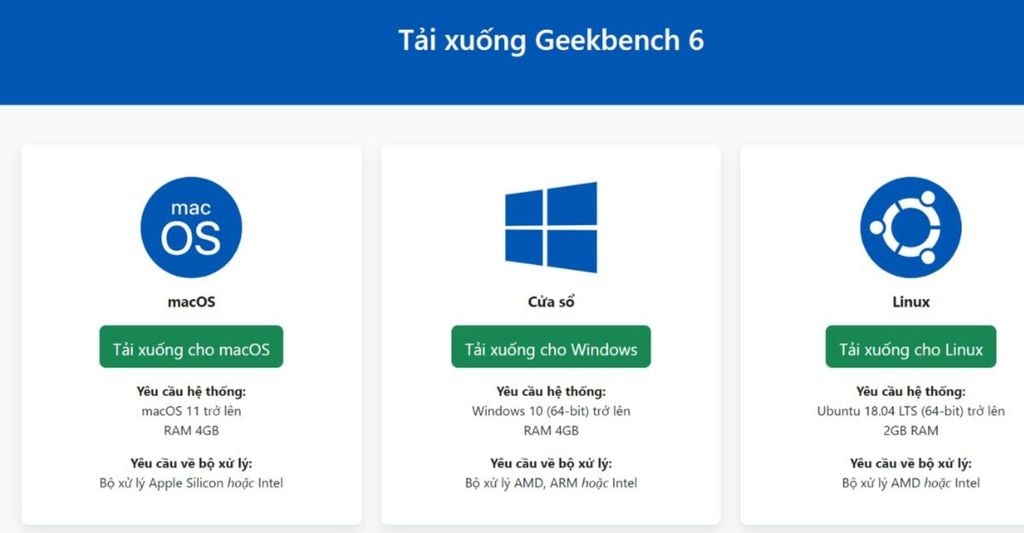 tải và cài đặt Geekbench