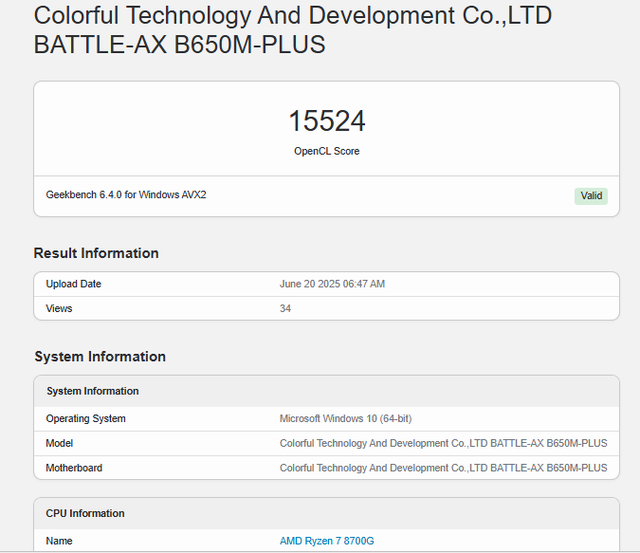 GPU 6nm đạt 15524 điểm