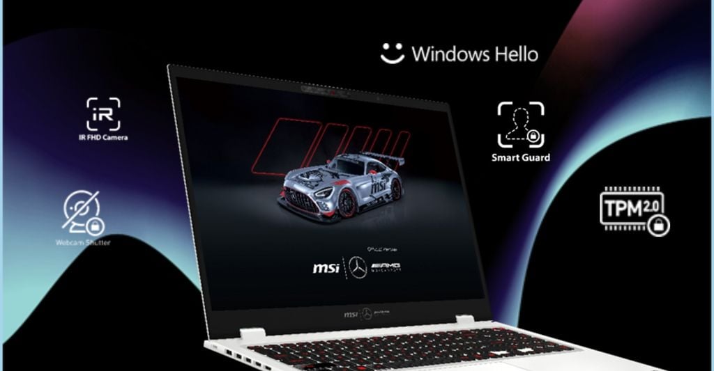 Laptop MSI Prestige 16 AI+ Mercedes AMG B2VMG 088VN tích hợp nhiều công nghệ bảo mật đa lớp