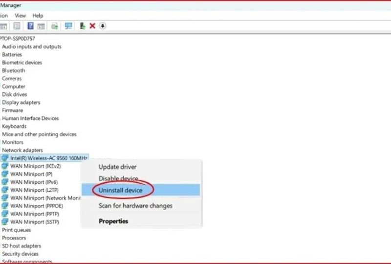cài đặt driver WiFi