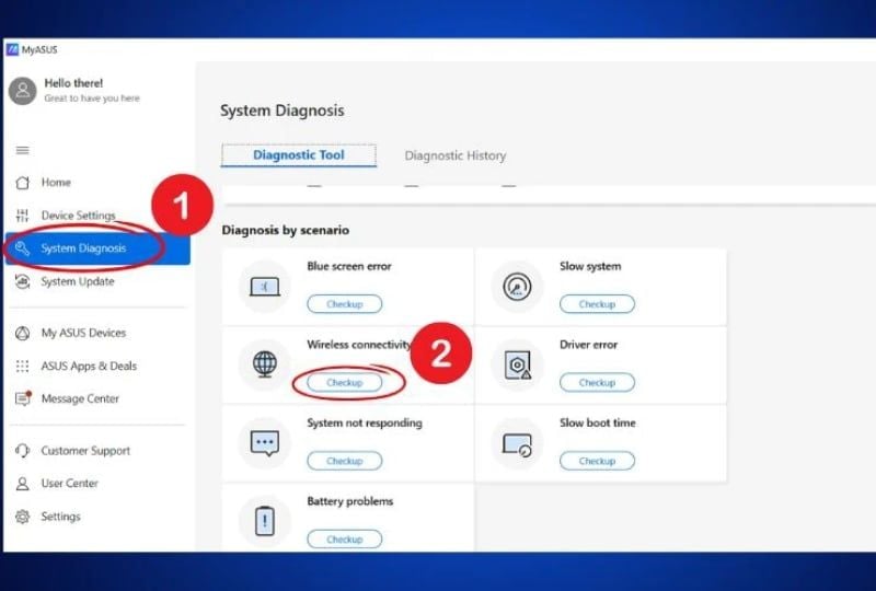 sử dụng tính năng Wireless Diagnosis