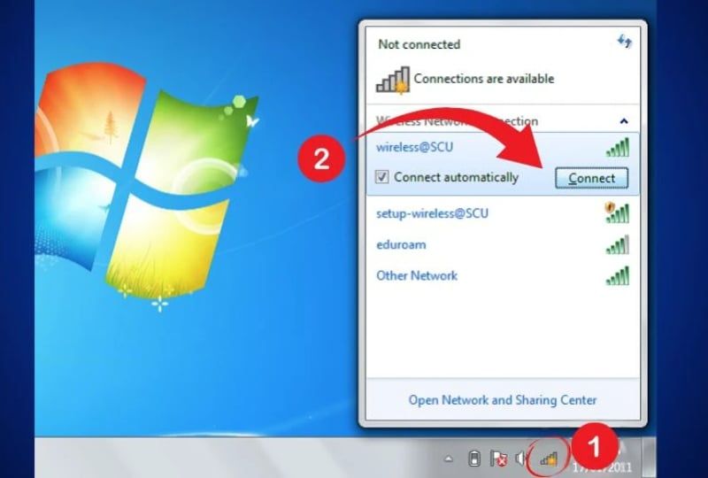 mở wifi laptop ASUS hệ điều hành Windows 7