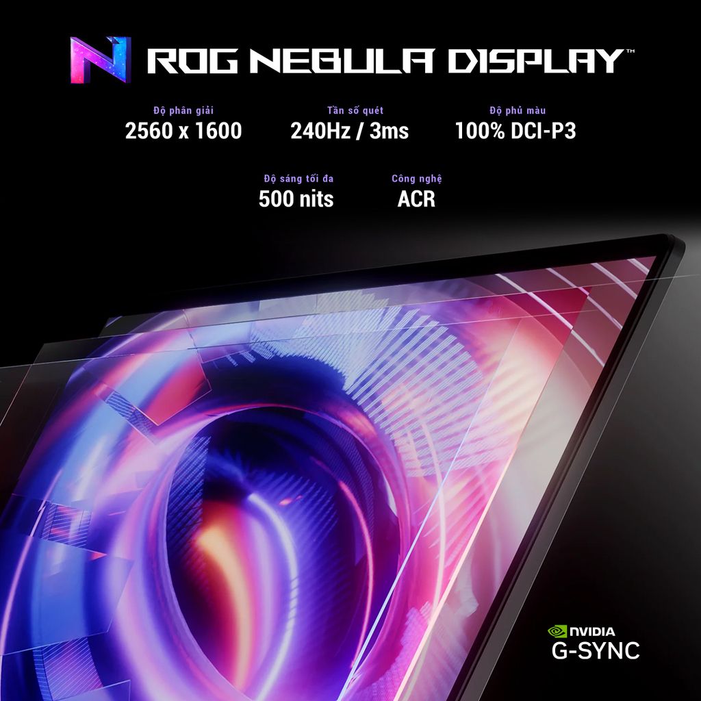 Màn hình ROG Strix G16 2025 Nebula Display hiện thị sắc nét