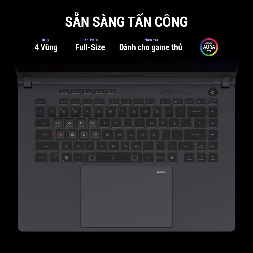 Bàn phím ROG Strix G16 2025 RGB 4 vùng