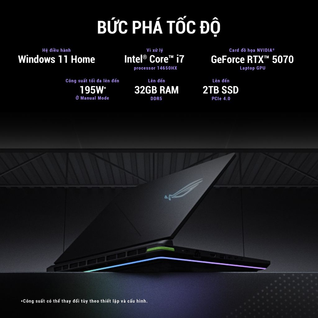 ROG Strix G16 cpu ultra 7 mạnh mẽ