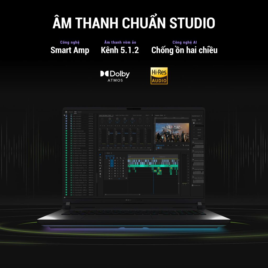 Laptop ASUS ROG Strix G16 G615LW-S5219W hệ thông âm thanh sôi động, sắc nét
