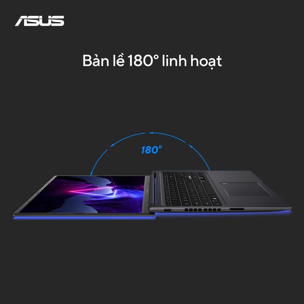 bàn phìm và touchpad rộng rãi cùng màn hình 180 độ trên asus gaming vivobook 16x