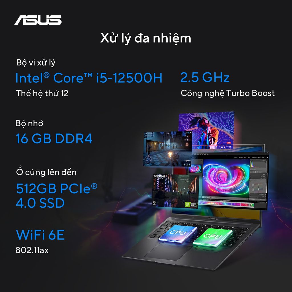 hiệu năng core i5 trên asus gaming vivobook 16x k3605vc-rp431w