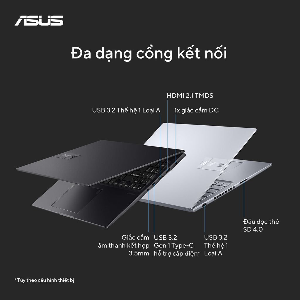Laptop Asus Vivobook 16X K3605ZF-RP745W được trang bị đa dạng cổng kết nối