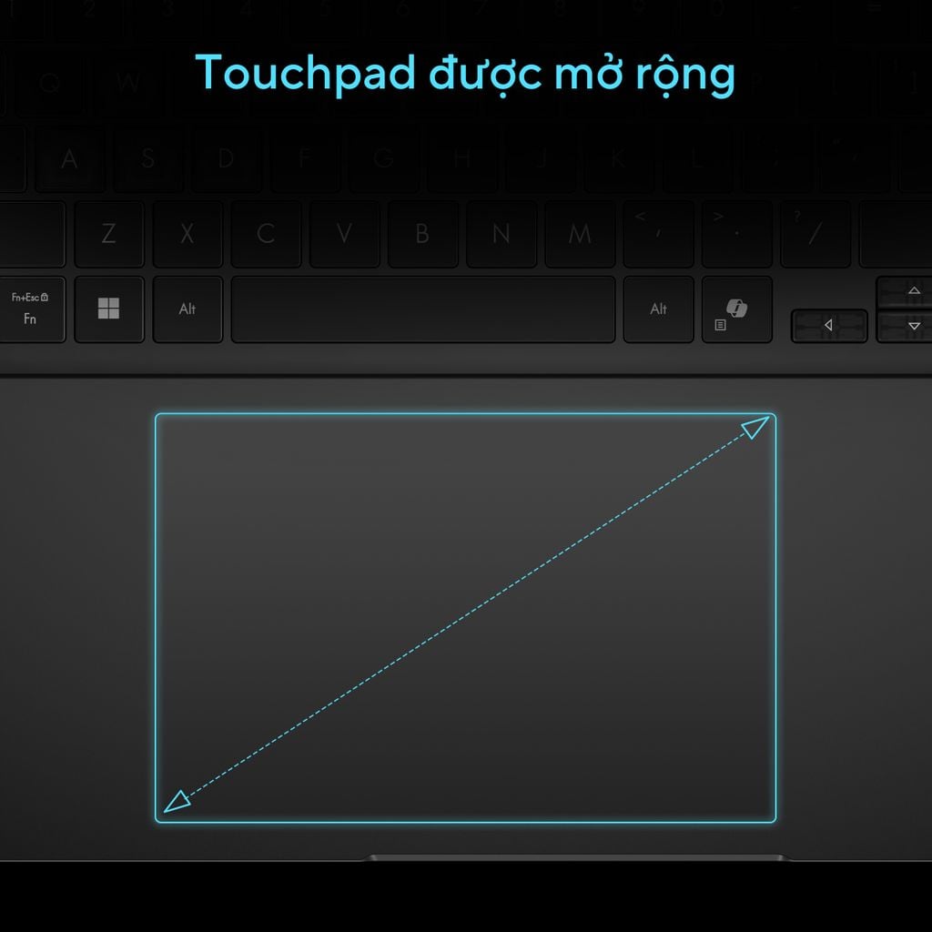 Touchpad Laptop Gaming Asus AI V16 được thiết kế liền mạch mang đến cảm giác gọn gàng khi thao tác