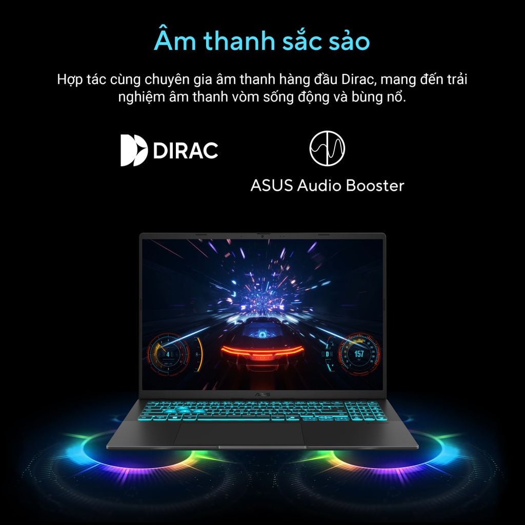 Hệ thống âm thanh SonicMaster của Laptop Gaming Asus AI V16 mang lại chất âm rõ ràng