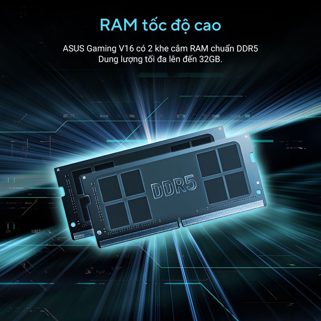 Laptop Gaming Asus AI V16 V3607VU-RP192W hỗ trợ nâng cấp RAM lên đến 32GB