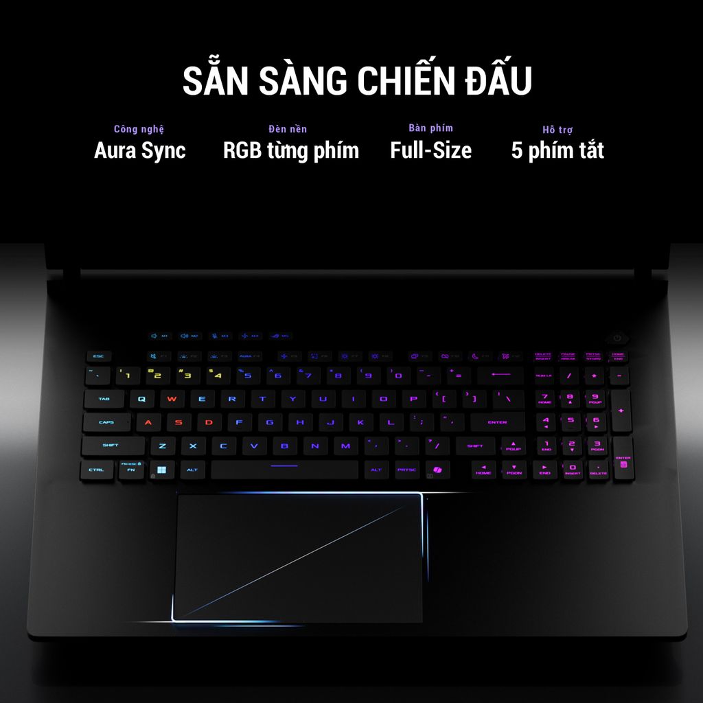 ROG Strix SCAR 16 laptop gaming mạnh có bàn phím RGB Per-Key