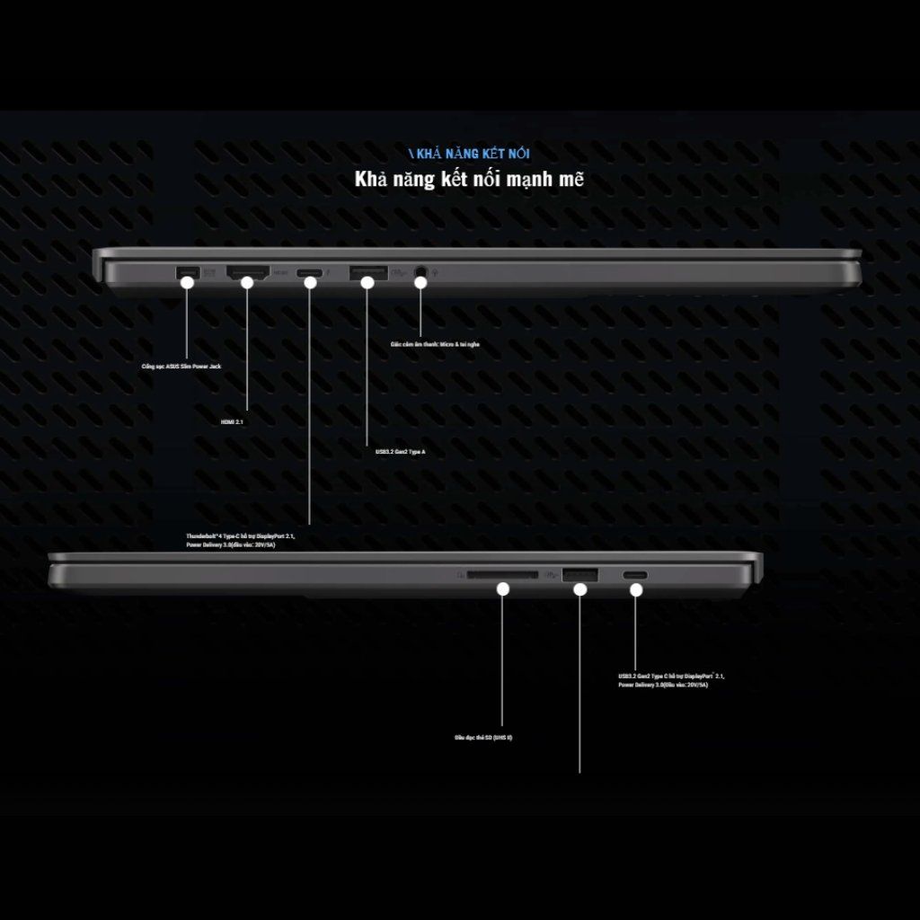 Asus ROG Zephyrus G16 GU605CM-QR039W đa dạng cổng kết nối