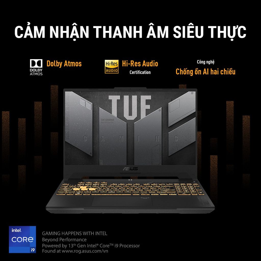 Asus TUF F15 FX507VU trang bị hệ thống âm thanh Hi-Res Audio với công nghệ Dolby Atmos chân thật sống động