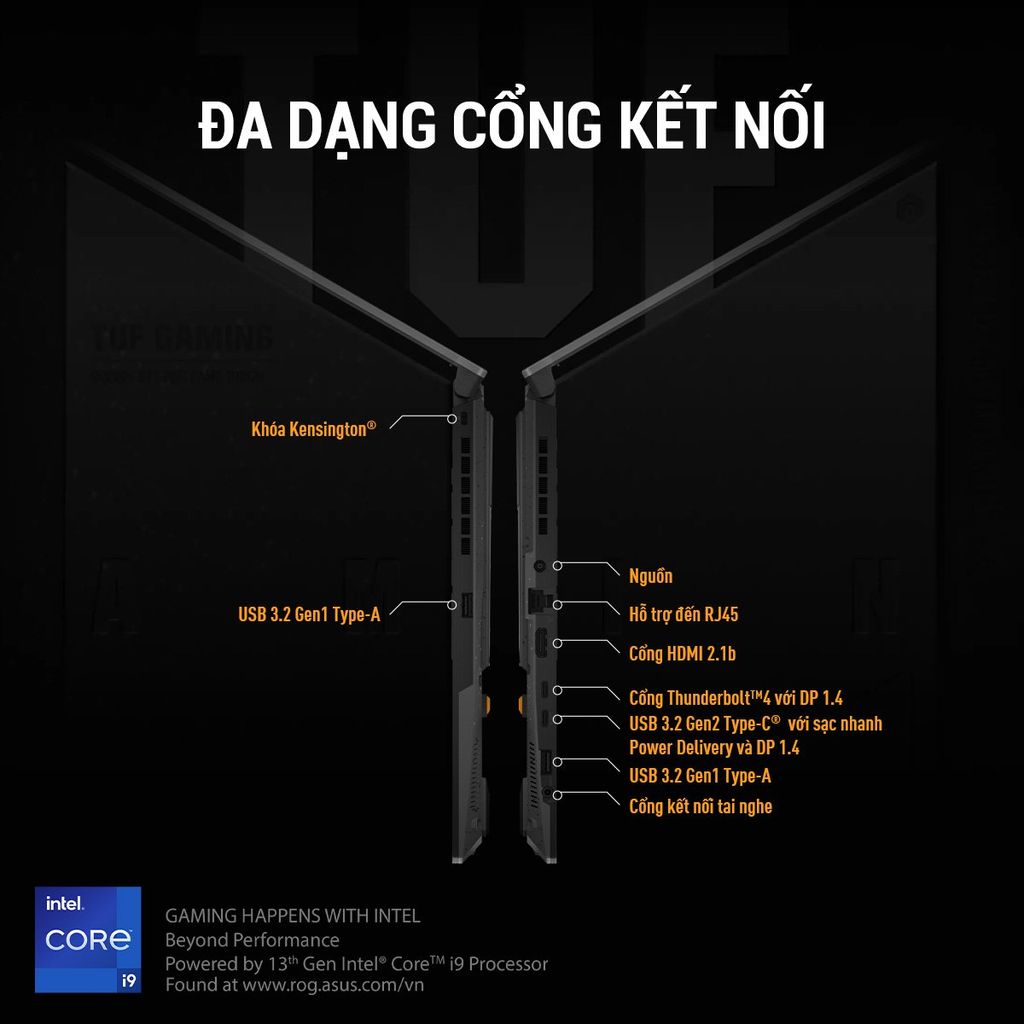 cổng kết nối Asus TUF F15 FX507VU đầy đủ đáp ứng mọi nhu cầu sử dụng
