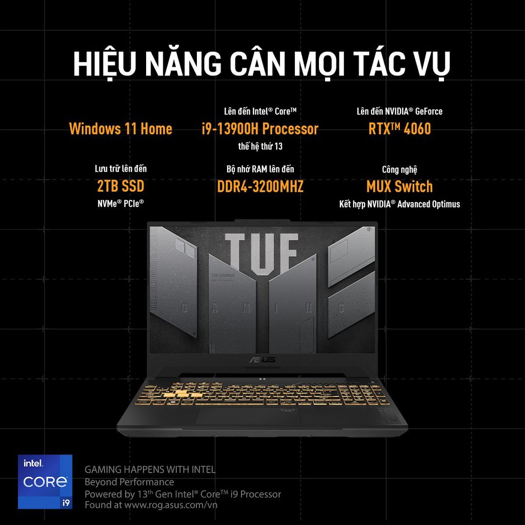Laptop Gaming Asus TUF F15 FX507VU-LP186W cấu hình vượt trội, cân mọi tác vụ