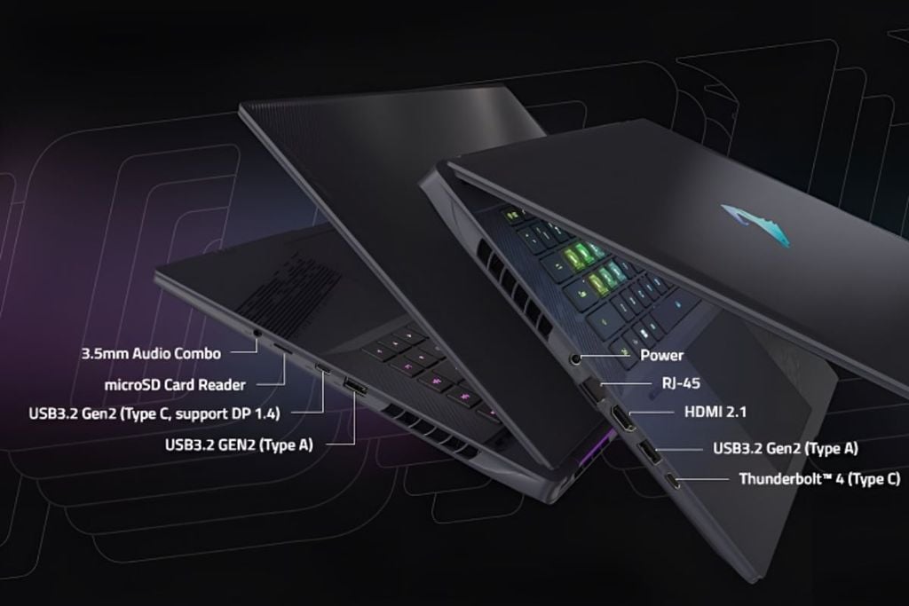 Đa dạng cổng kết nối trên Laptop Gaming Gigabyte AORUS 16X ASG