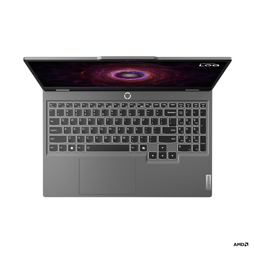 Laptop gaming Lenovo LOQ 15ARP9 bàn phím full size được tích hợp đèn trắng