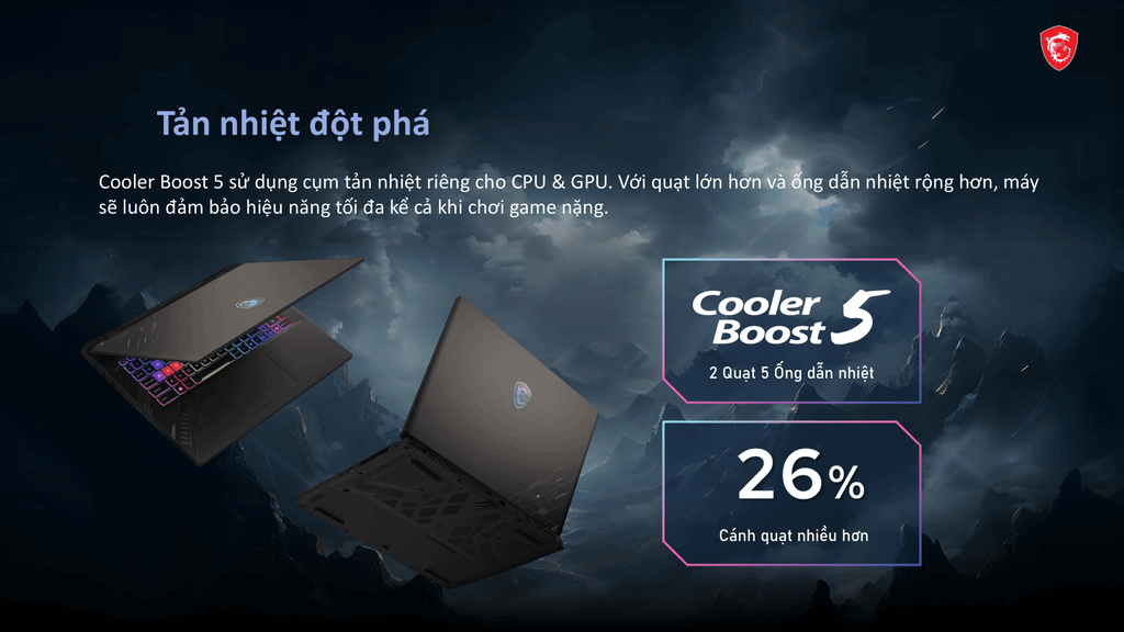 msi crosshair 16 hx ai d2xwfkg 035vn tản nhiệt vượt trội