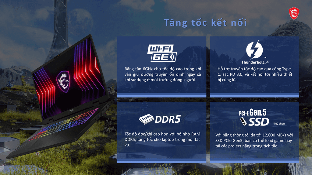 msi crosshair 16 hx ai d2xwfkg 035vn kết nối không dây hiện đại