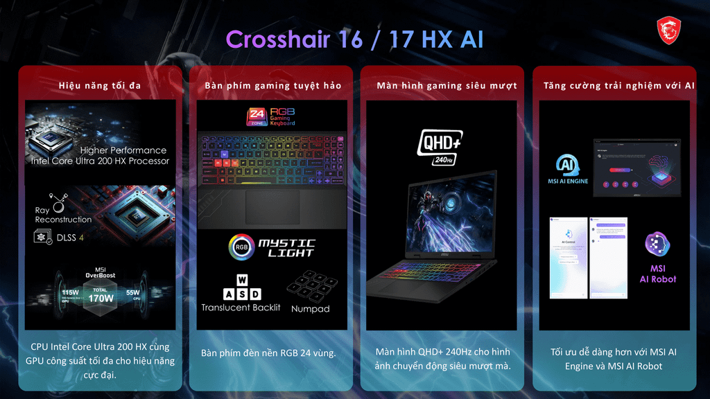 ưu nhược điểm msi crosshair 16 hx ai d2xwgkg 072vn