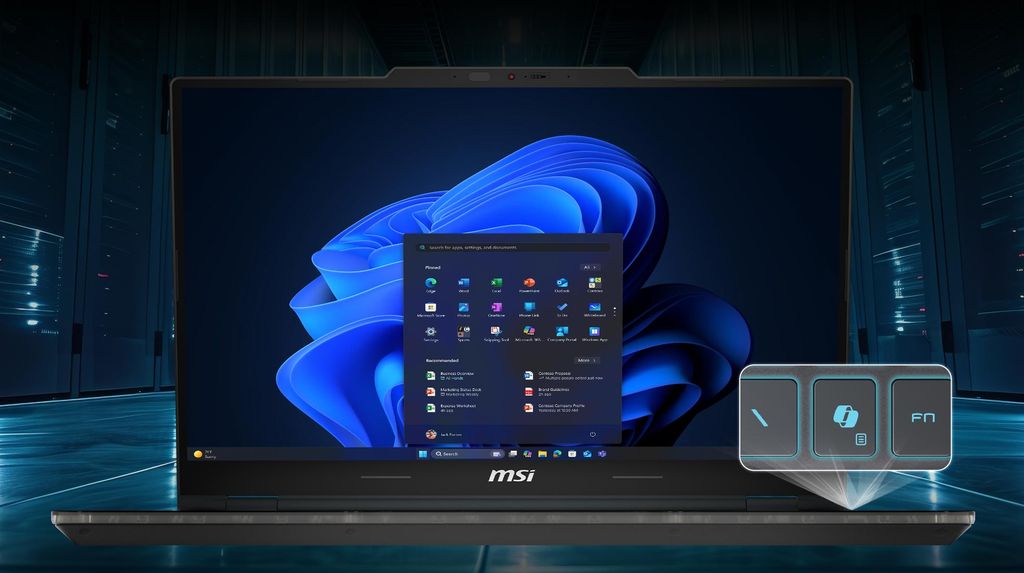 MSI Cyborg 15 B2RWEKG bàn phím đèn nền tích hợp RGB 4 vùng và phím Copilot
